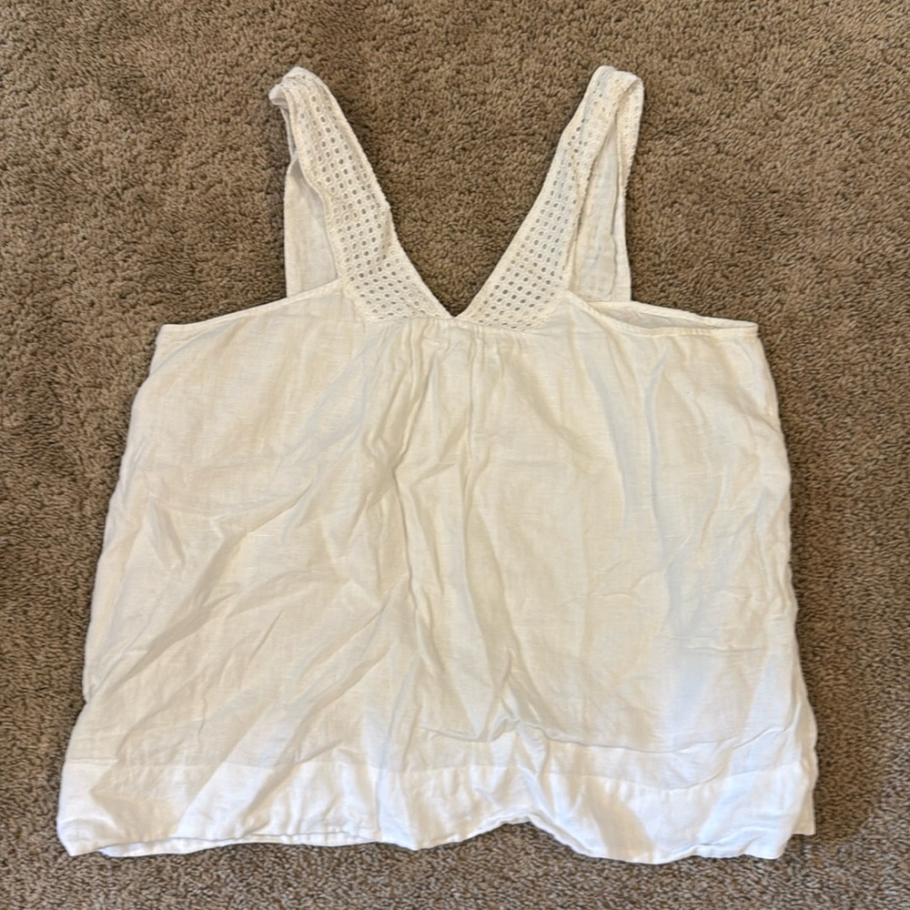 J Crew white linen tank top